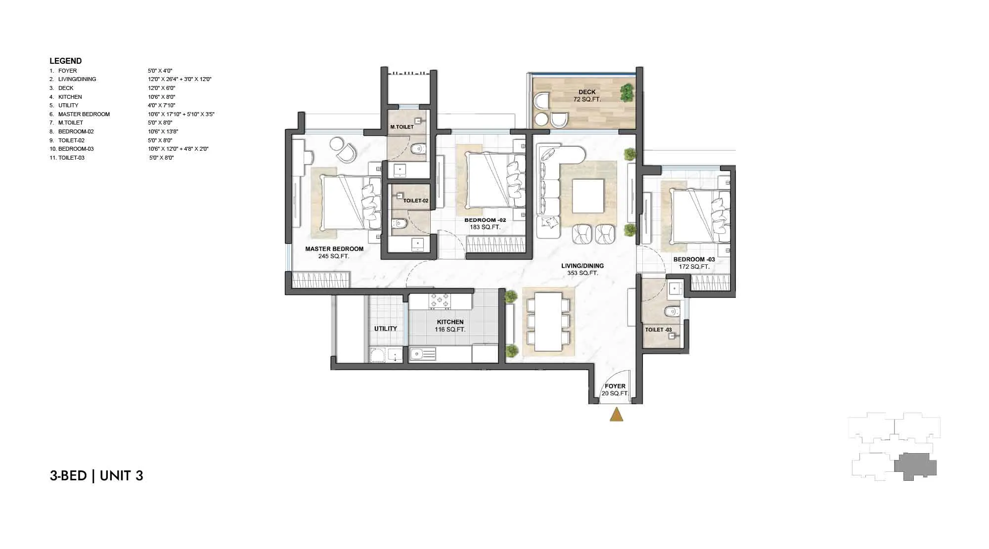 Lodha Camelot 3 BHK Floor Plan